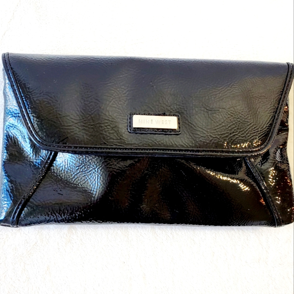 Nine West Black Patent Envelope Purse
